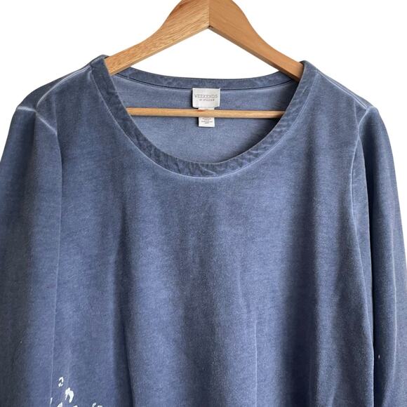 Weekends by Chicos 3 Women Top XL Blue Cheetah Print Cotton Viscose Casual Comfy - Picture 6 of 7